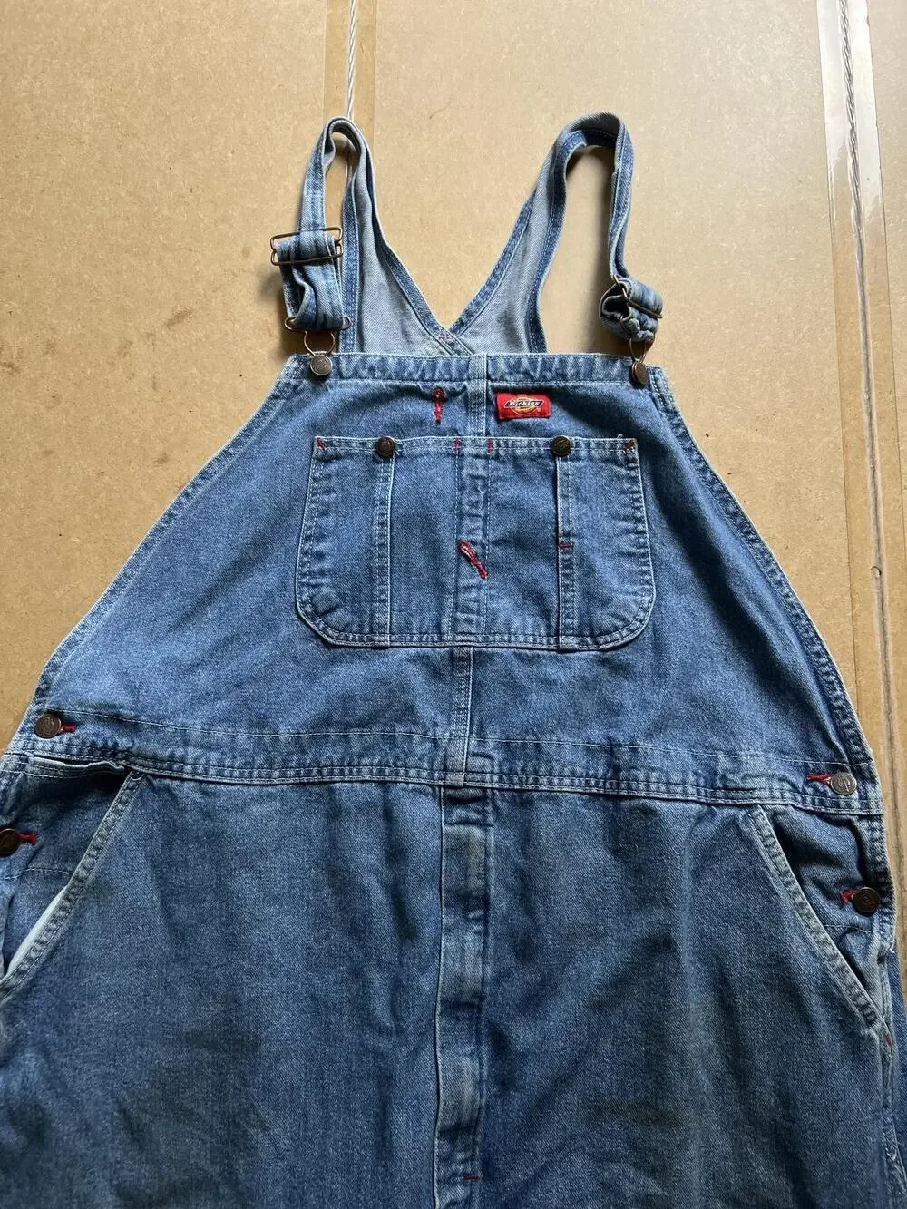 Dickies Overalls Mens One Size 44W 34L Blue Denim Relaxed Workwear Pockets
